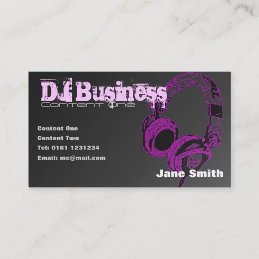 DJ-Visitekaartje [roze] - aanpasbaar Visitekaartje (Voorkant)