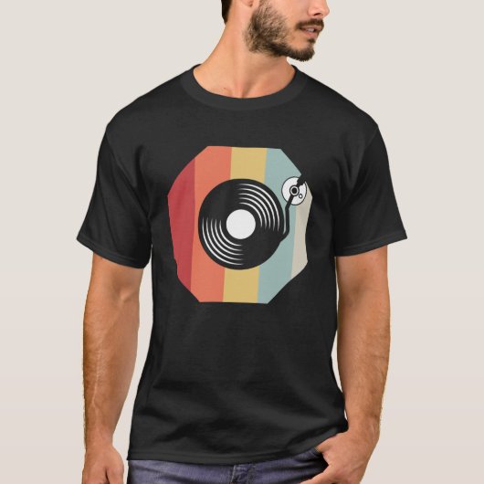DJ voor Mannen grafische techniek Discjockey-schij T-shirt (Voorkant)