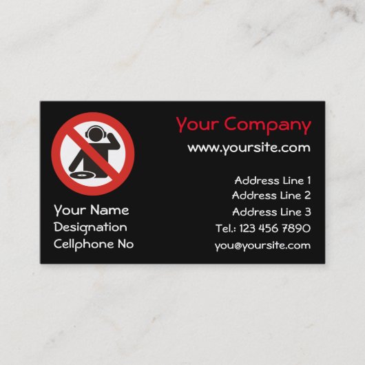 DJ-vrije zone Visitekaartje (Voorkant)