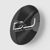 Dj-wandklok met vinylachtergrond ronde klok (Hoek)