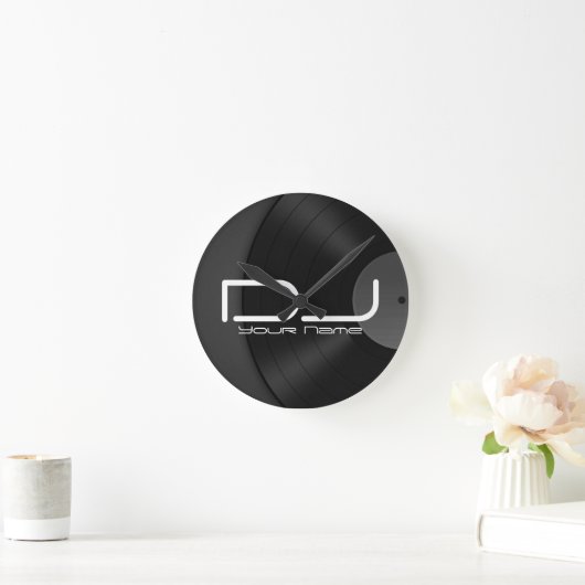 Dj-wandklok met vinylachtergrond ronde klok (Huis)