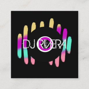DJ Zakelijke Muziekproducent Neon en Zwart Vierkante Visitekaartje