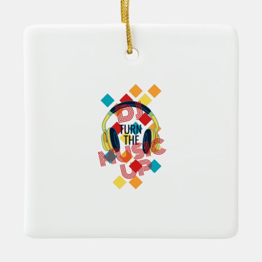 DJ zet de muziek omhoog Keramisch Ornament (Voorkant)