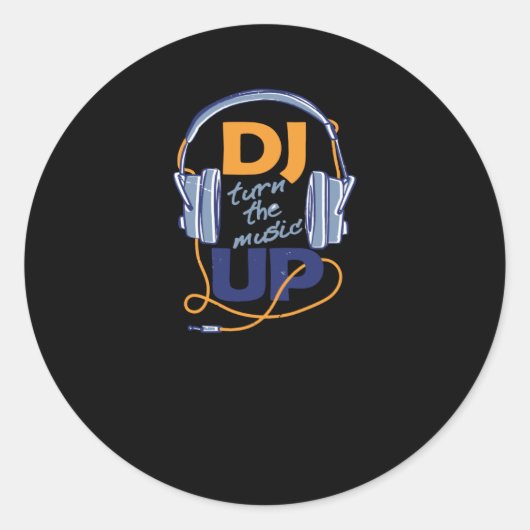 DJ zet de muziek omhoog Ronde Sticker (Voorkant)