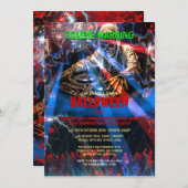 DJ Zombie Halloween Feest Kaart (Voorkant / Achterkant)