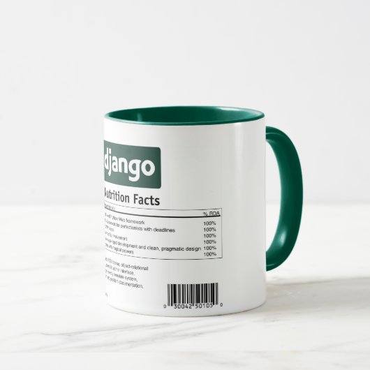 Django Nutrition Facts Mok (Voorkant rechts)