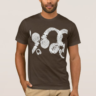Djay dj D.J. witte kop/telefoons . muziekgeïnspire T-shirt