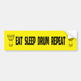 Djembe - Eat Sleep Drum Repat (lichte kleur) Bumpersticker