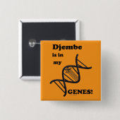 Djembe is in mijn genen vierkante button 5,1 cm (Voorkant /achterkant)