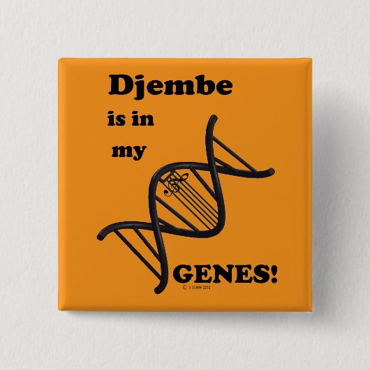 Djembe is in mijn genen vierkante button 5,1 cm (Voorkant)