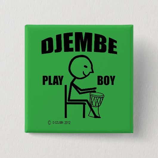 Djembe Play Boy Vierkante Button 5,1 Cm (Voorkant)