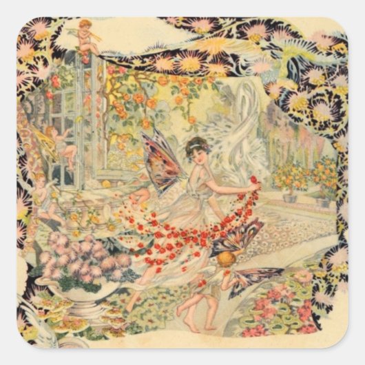 Djer-Kiss Frans parfumeetiket Vierkante Sticker (Voorkant)