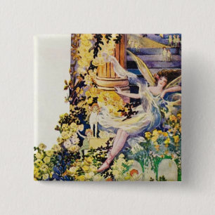 Djer Kiss Parisian Perfume Fairies Vierkante Button 5,1 Cm