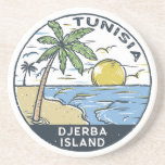 Djerba Tunesië  embleem Zandsteen Onderzetter<br><div class="desc">Djerba vector kunst ontwerp. Djerba,  een eiland voor de kust van Tunesië,  staat bekend om zijn mediterrane stranden.</div>