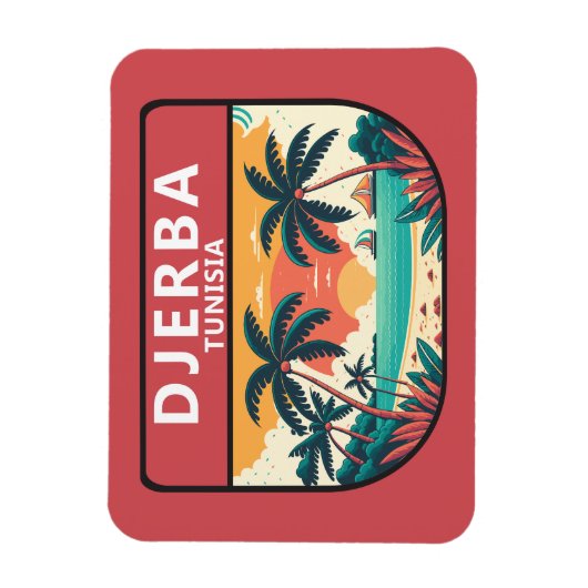 Djerba Tunisia Retro Embleem Magneet (Verticaal)
