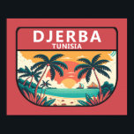 Djerba Tunisia Retro Embleem Poster<br><div class="desc">Djerba vector kunst ontwerp. Djerba,  een eiland voor de kust van Tunesië,  staat bekend om zijn mediterrane stranden.</div>