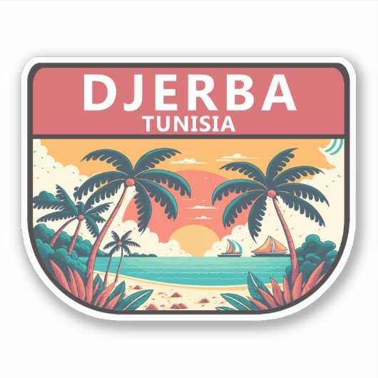 Djerba Tunisia Retro Embleem Sticker (Voorkant)