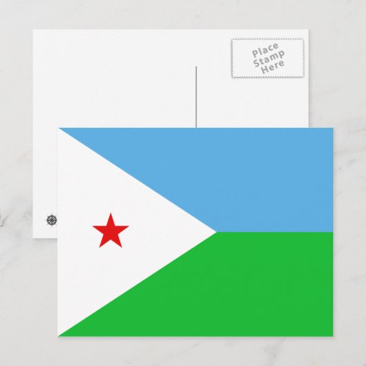 Djibouti Flag Briefkaart (Voorkant / Achterkant)