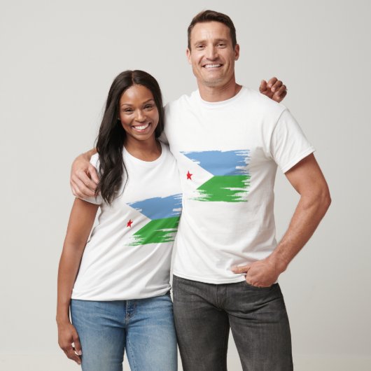 Djibouti Flag Brush Art T-shirt (Unisex)