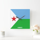 Djibouti Flag Dazzling Patriotic Vierkante Klok (Huis)