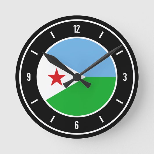 Djibouti Flag Elegant Ronde Klok (Voorkant)