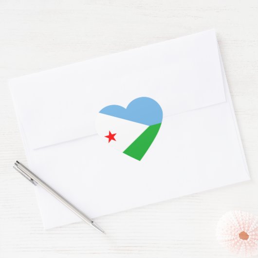 Djibouti Flag Heart Sticker (Envelop)