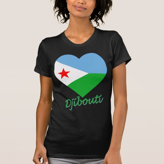 Djibouti Flag Heart T-shirt (Voorkant)