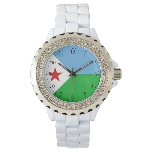 Djibouti Flag Horloge (Voorkant)