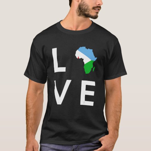 Djibouti Flag Love Africa Continent Silhouette Dji T-shirt (Voorkant)