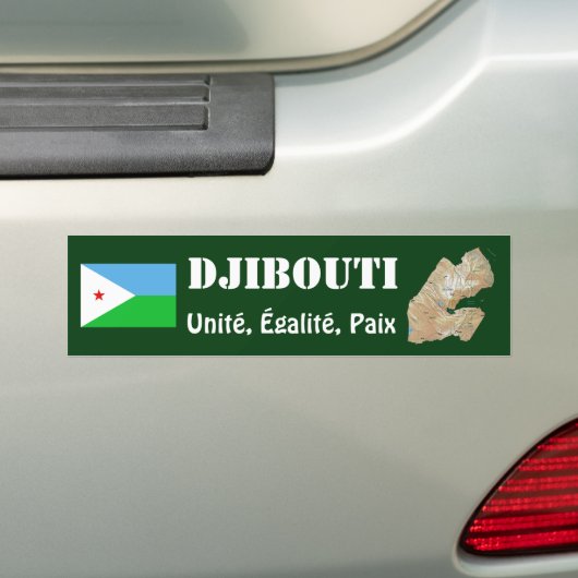 Djibouti Flag + Map Bumpersticker (Op auto)