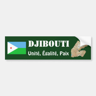 Djibouti Flag + Map Bumpersticker