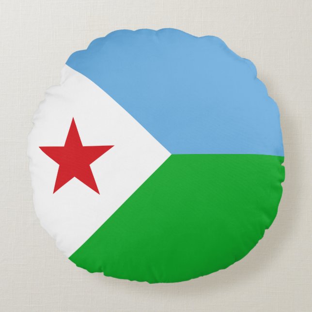 Djibouti Flag Rond Kussen (Voorkant)
