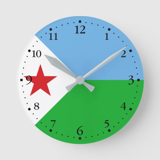 Djibouti Flag Ronde Klok (Voorkant)