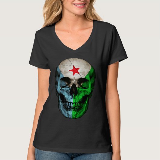 Djibouti Flag Skull Djibouti Roots Proud Patriotic T-shirt (Voorkant)