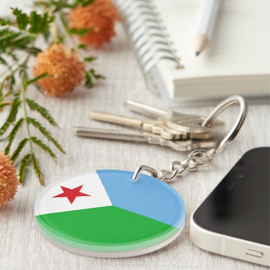 Djibouti Flag Sleutelhanger (Voorkant Rechts)