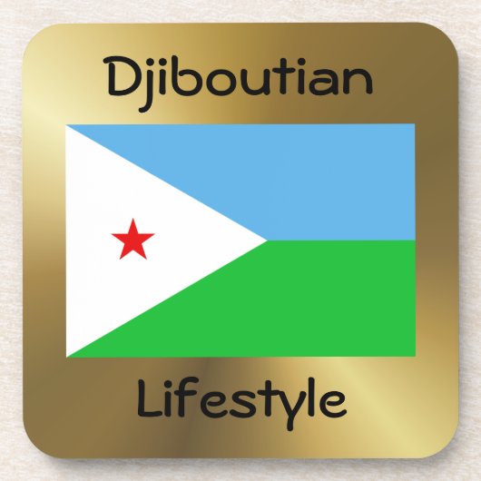 Djibouti Flag+Text Onderzetter (Voorkant)