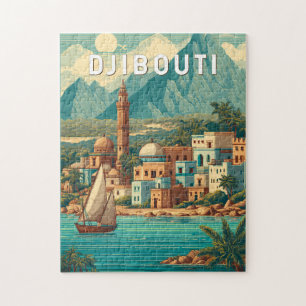 Djibouti Illustratie Reis Kunst Vintage Legpuzzel