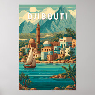 Djibouti Illustratie Reis Kunst Vintage Poster