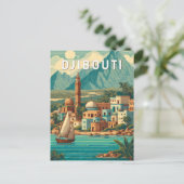 Djibouti Illustration Travel Art Vintage Briefkaart (Staand voorkant)