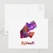 Djibouti in watercolor briefkaart (Voorkant / Achterkant)
