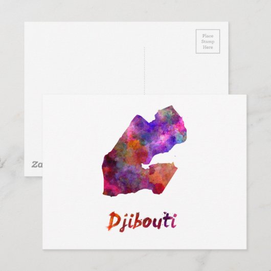 Djibouti in watercolor briefkaart (Voorkant / Achterkant)