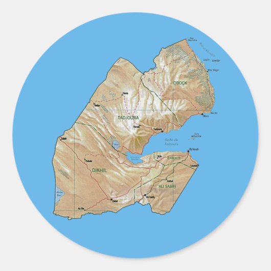 Djibouti Kaart Sticker (Voorkant)