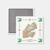 Djibouti Map + Flags Magnet (Voorkant / Achterkant)