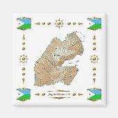 Djibouti Map + Flags Magnet (Voorkant)