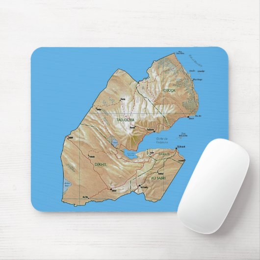 Djibouti Map Mousepad Muismat (Met muis)
