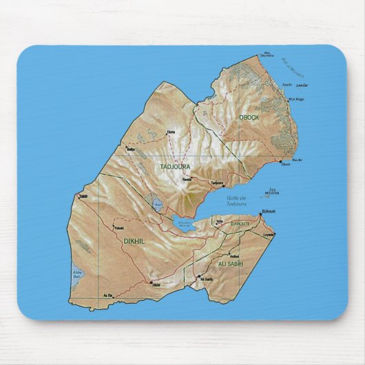 Djibouti Map Mousepad Muismat (Voorkant)