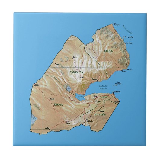 Djibouti Map Tegel Tegeltje (Voorkant)