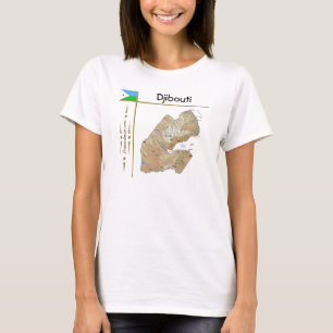 Djibouti Map + Vlag + Titel T-Shirt
