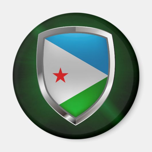 Djibouti Mettalic Emblem Magneet (Voorkant)