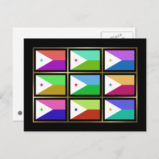 Djibouti Multihue Flags Briefkaart (Voorkant / Achterkant)